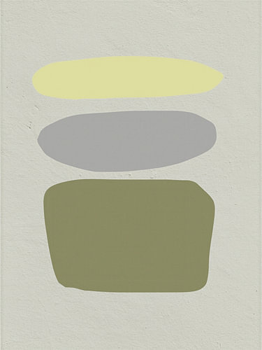 Modern Minimalist Abstract: Organic shapes in yellow, grey and olive green