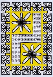 Bloemen wit in geel kader van Patricia's Creations