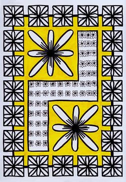 Fleurs blanches dans un cadre jaune sur Patricia's Creations