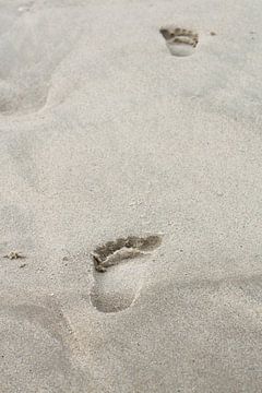 Voetstappen op het strand / Footsteps on the beach  / Des pas sur la plage sur Margreet Frowijn