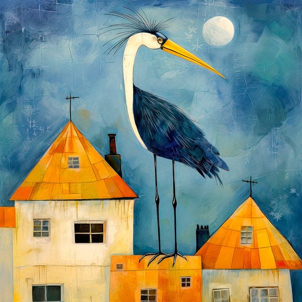 Storch auf dem Dach von Jutta Maria Pusl