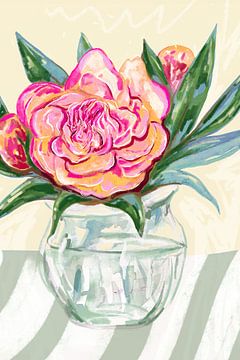Peony in Glass Vase by EMELIEmaria