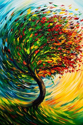 Kleurrijke boom in beweging