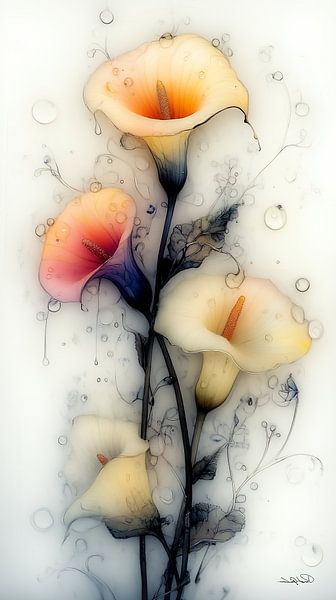 Aquarell von Blumen von Gelissen Artworks