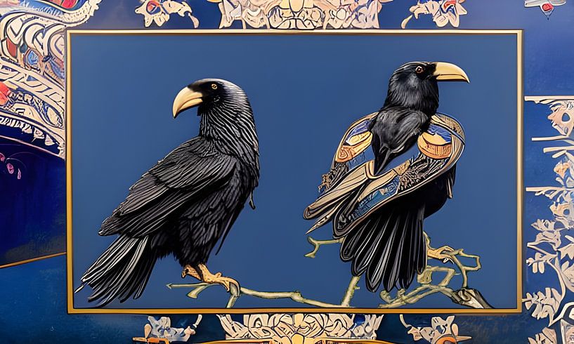 Uit liefde voor blauw - Huginn en Muninn van Harmanna Digital Art