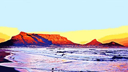dee Tafelberg in Kapstadt bei Sonnenaufgang mixed media