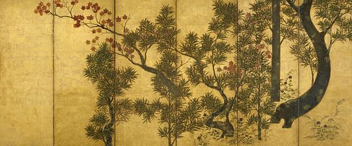 Chinese zwarte dennen en esdoorns, Tawaraya Sôtatsu