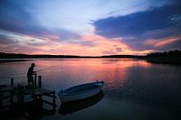 Fishing at sunset