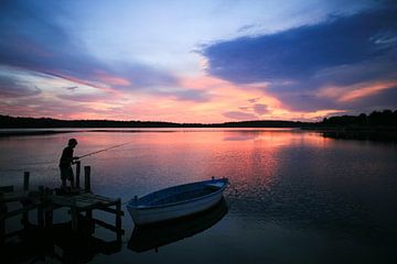 Angeln bei Sonnenuntergang