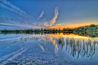 Lake during sunset