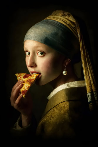 Das Mädchen mit der Pizza von Skyfall Iconics