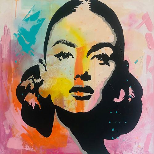 Portrait féminin coloré, moderne et abstrait