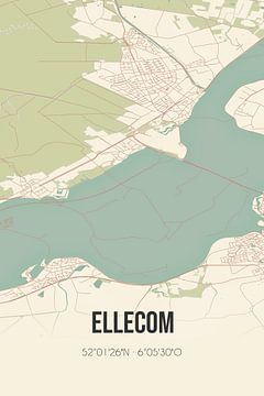 Vintage landkaart van Ellecom (Gelderland) van Rezona