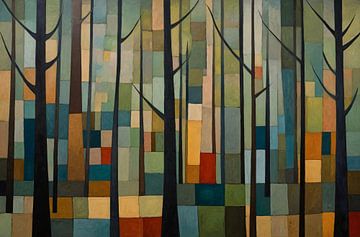 Wald im Stil von Paul Klee von De Muurdecoratie