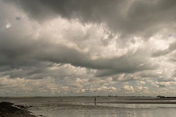 Sturm über dem Strand, Nieuwvliet von Edwin van Amstel