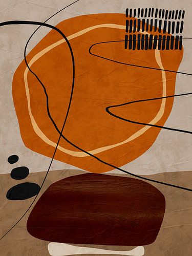 Organische geometrische abstracte kunst in aardetinten