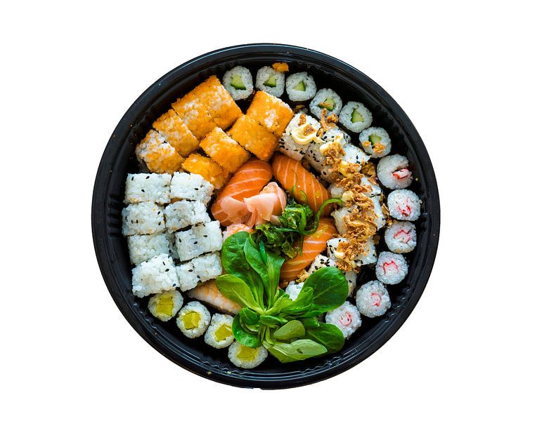 een assortiment sushi op witte achtergrond van ChrisWillemsen
