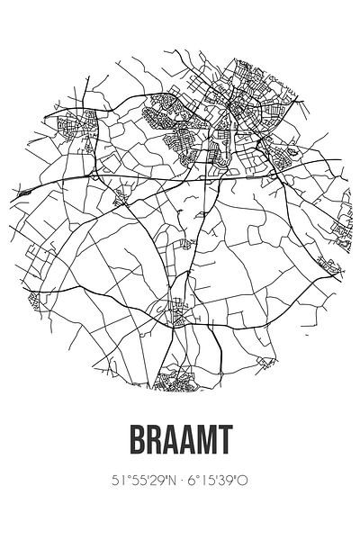 Braamt (Gelderland) | Landkaart | Zwart-wit van Stad & Wand