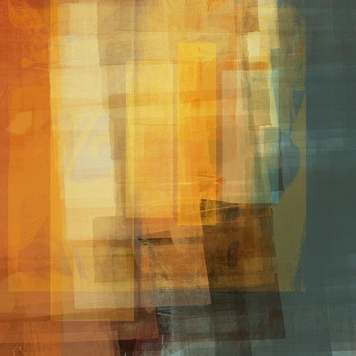 Turin. Paysage urbain abstrait en ocre, terre et sarcelle.