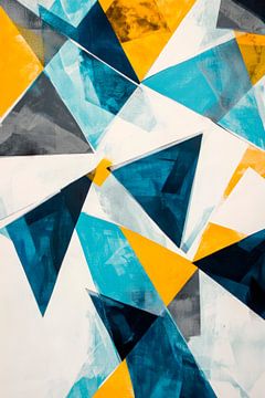 Geometrische Farbspiele in Blau und Gelb von Poster Art Shop