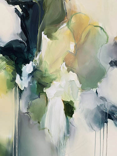 Fleur abstraite verte et jaune