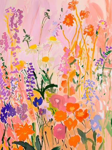 Abstract Floral Print, Botanical Wall Art, Colourful Flowers