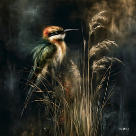 vogeltje in olieverf van Gelissen Artworks