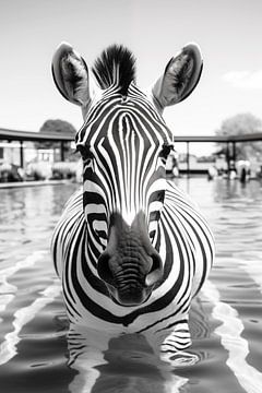 Zebra in the pool by BlackPeonyX