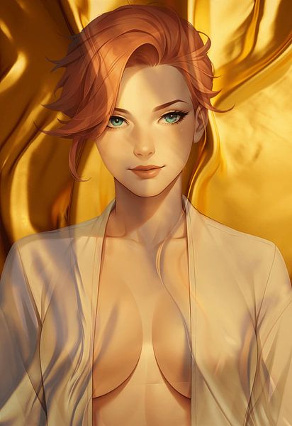 Gouden Anime vrouw van Hilde Remerie Photography and digital art