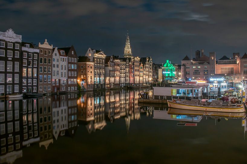 evening on the Damrak , Amsterdam by Aldo Sanso