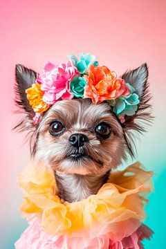 Flower dog with colourful crown by Poster Art Shop