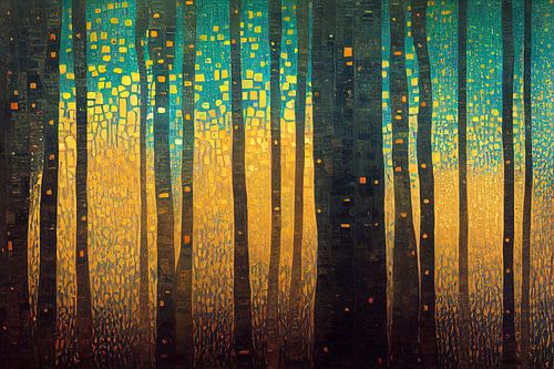 Oak Trees in the Style of Gustav Klimt