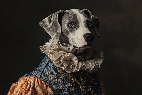 Koninklijk hondenportret in kostuum