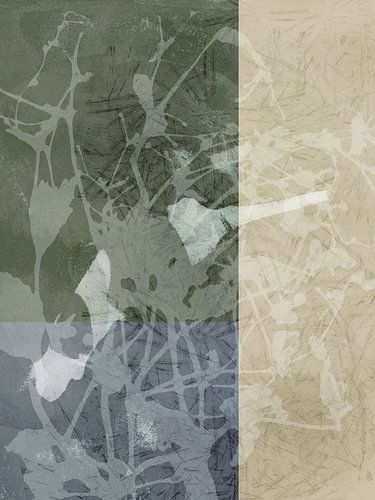 Abstracte botanische kunst in neutrale kleuren