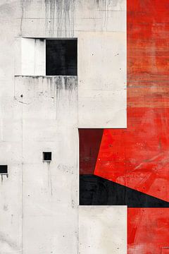 Rood Grijs Abstract | Urban Contrast van Modern Collection
