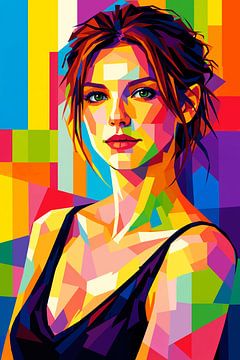 Smaragdgrüner Blick – Modernes geometrisches Porträt von Dodik Hariyono