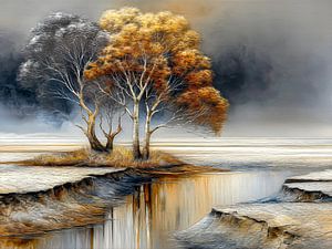 Arbres au bord de l'eau - Nature et abstraction