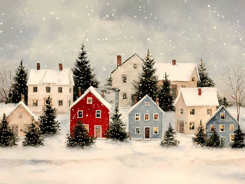Verschneites Weihnachtsdorf