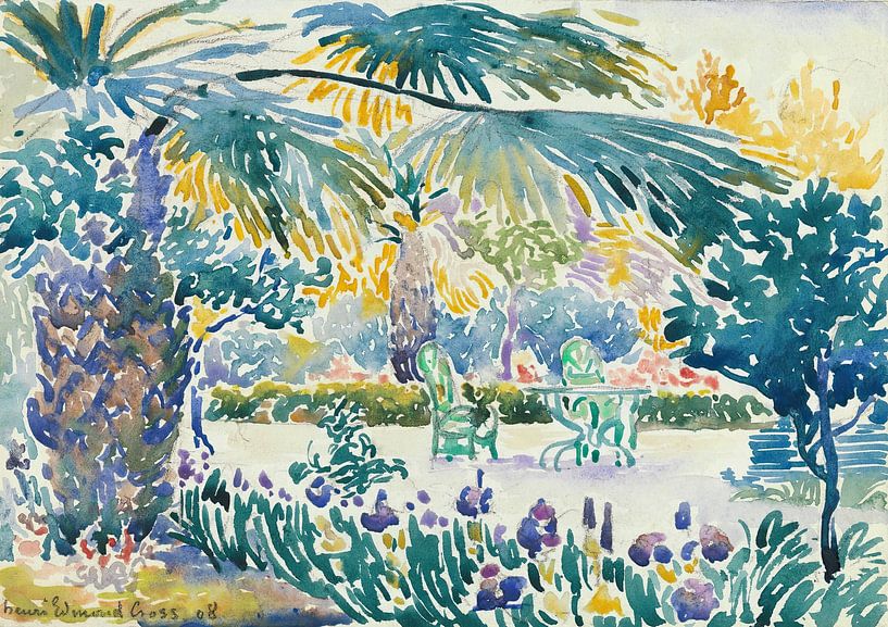 Henri-Edmond Cross - Garten des Malers in Saint Clair (1908). von Peter Balan