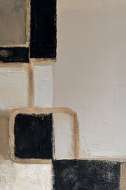 Quiet Geometry – Tableau abstrait moderne dans les tons beige, noir et or sur Bianca ter Riet