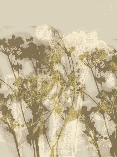 Modern Botanical Art with Beige and Sand Flowers by Dina Dankers