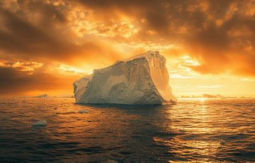 IJsbergen in het gouden licht van fernlichtsicht