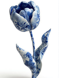 Tulpe und Blume in Delfter Blau, modern von Wilma Mesman