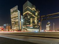 De Rotterdam en de Toren op Zuid op de Wilhelminapier in Rotterdam, gefotografeerd vanaf de Erasmusb