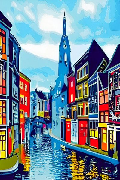 Amsterdam im Stil von Mondrian von Niek Traas