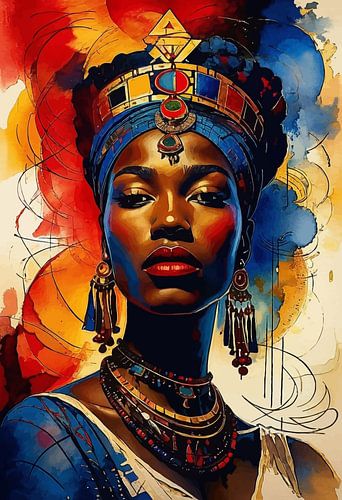 Abstrat schilderij van Afrikaanse vrouw