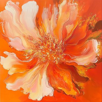 Tangerine Twist, abstracte bloem in diep oranje