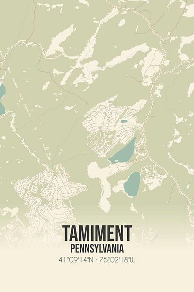 Alte Karte von Tamiment (Pennsylvania), USA. von Ortsdrucke