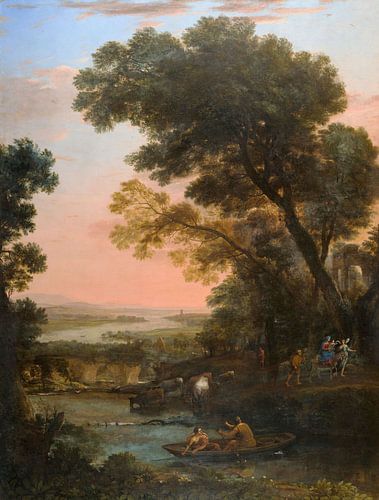 Claude Lorrain,Pastoraal landschap met de vlucht naar Egypte