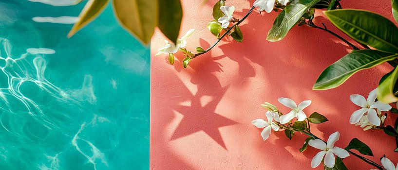 Water and flowers on a colourful background by Poster Art Shop